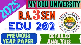 EDU 202 IMPORTANT PYQ EDU 202 MCQ BA 3 SEM EDUCATION MCQ EDU 202 OBJECTIVE QUESTIONSEDUCATION [upl. by Hartnett725]