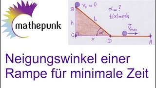 Neigungswinkel einer Rampe für minimale Zeit Extremwertaufgabe Physik [upl. by Bobbee485]