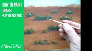 How to Paint Grass Quick and Easy Acrylic Painting Painting Tutorial [upl. by Nyrtak705]