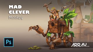 Character Design  Mad Clever Monkey  Photoshop Illustration Timelapse [upl. by Siurtemed]