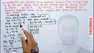 price discrimination in monopoly finding equilibrium prices in two markets for a monopolist [upl. by Frieder727]