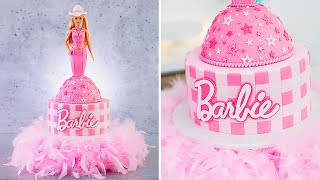 HI BARBIE Barbie The Movie CAKE  Fluffy DIY Cake Stand Super Easy [upl. by Ereynihc536]