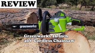 Review Greenworks 16Inch 40V Cordless Chainsaw 2020 [upl. by Aretta855]