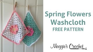 Spring Flowers Dishcloth Free Crochet Pattern  Right Handed [upl. by Christianson]