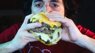 HUGE 4 CHEESE TRIPLE BURGER  ASMR  Real Sounds  자막 字幕 उपशीर्षक  Nomnomsammieboy [upl. by Hsitirb]