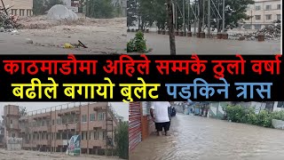 chyasal flood alert  Kathmandu flood Alert  Heavy rainfall flood  flooded Kathmandu  balen news [upl. by Aiynat]