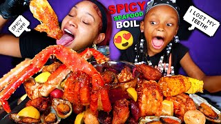 2X SPICY KING CRAB SEAFOOD BOIL MUKBANG WITH MY DAUGHTER LAYLA 먹방  QUEEN BEAST [upl. by Nelleus]