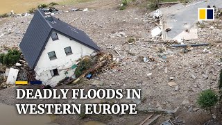 At least 59 killed by floods in Germany after record rainfall lashes western Europe [upl. by Crystie547]