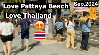 Love Pattaya Beach😍 Love Thailand🇹🇭  Full Walk  Night Scenes [upl. by Sirak]