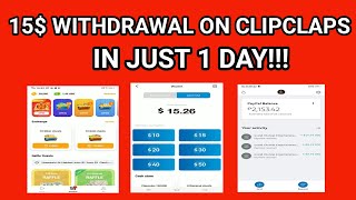 15 WITHDRAWAL ON CLIPCLAPS IN JUST 1 DAY NO HACK NO FARMING TRICKS LEGIT 100 ORGANIC [upl. by Udela657]