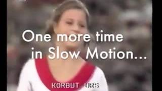 Olga Korbut Uneven Bars with Korbut Flip slow motion replay 1972 Olympics [upl. by Nemzaj699]