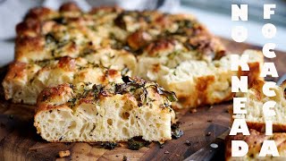 No Knead Overnight Italian Focaccia Bread Super crispy crust soft airy crumb and complex flavor [upl. by Enyar]