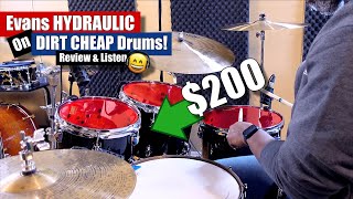 Evans Hydraulic 🔴 On DIRT Cheap Drums 🤔 Review amp Listen Headphones Recommended 🎧 [upl. by Riek]