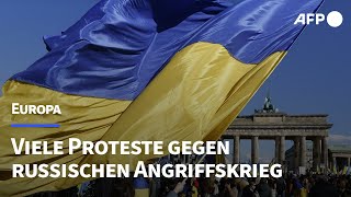 Tausende bei Protesten gegen russischen Angriffskrieg  AFP [upl. by Ynetruoc293]