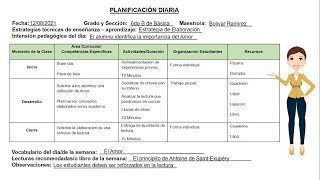 COMO HACER LA PLANIFICACION DIARIA [upl. by Denbrook]