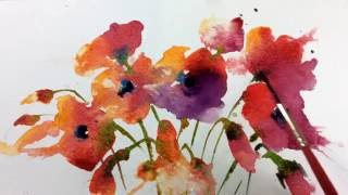 Loose Wet into Wet Watercolours with Andrew Geeson Poppies [upl. by Scarface725]