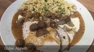 022 Putenrollbraten mit Rahmchampignons und Spätzle 🇩🇪 [upl. by Essiralc]