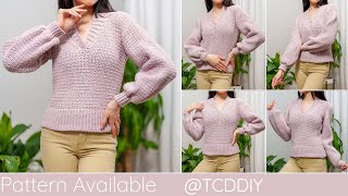 How to Crochet a Sweater  Pattern amp Tutorial DIY [upl. by Rozanna]