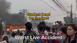 Worst accident ever in Nepal  Khanar Live Accident  School Student on the Spot Death [upl. by Ahsinac]