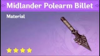 HOW TO GET MIDLANDER POLEARM BILLET GENSHIN IMPACT [upl. by Brandt]