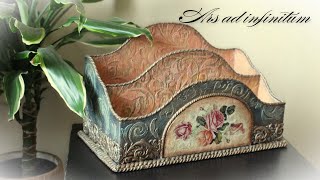 DIY Recykling  organizer z kartonu  Recycling  cardboard organizer Decoupage [upl. by Sudoeht]