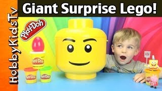 Giant PLAYDOH Surprise LEGO Head SpongeBob  PEPPA helps by HobbyKidsTV [upl. by Reinhart]