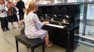 Great reaction at pro pianist playing in St Pancras train station part 2 [upl. by Asiuqram]