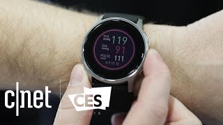 Omron HeartGuide watch brings bloodpressure measurements to CES 2018 [upl. by Ollie]