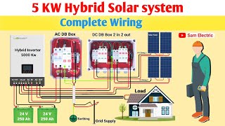 5 KW Solar System Complete Wiring l Hybrid Solar Inverter Wiring l Solar Panel DCDB And ACDB box [upl. by Charbonneau]