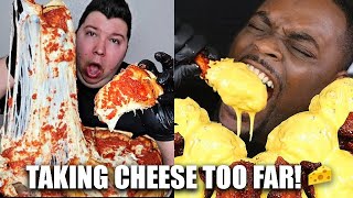 mukbangers eating WAY TOO MUCH CHEESE compilation [upl. by Aicenav]