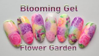 Blooming gel flower garden nail art Nail art hack using blooming gel Flowers nails for beginners [upl. by Ikilisav]