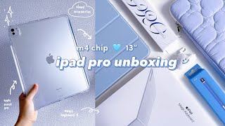 new✨ m4 iPad Pro 13” unboxing 🩵 apple pencil pro magic keyboard  accessories [upl. by Irme]