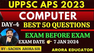 UPPSC APS Computer Classes  UPPSC APS Vacancy 2023  UPPSC APS Most Expected Questions  Day4 [upl. by Aztiram287]