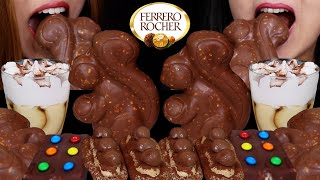 ASMR GIANT CHOCOLATE FERRERO ROCHER SQUIRRELS WHIPPED CREAM GELATO CUPS MampMS ICE CREAM BAR 먹방 [upl. by Schaffer749]