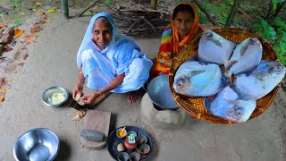 গ্রাম্য পদ্ধতিতে পমফ্রেট মাছের রান্না  Pomfret Fish Curry purely Bengali Village Style [upl. by Trainor]