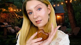 ASMR Wonderful Wooden Triggers 🤎 summertime woodland ambiance ✨ fire crackling [upl. by Amelus819]