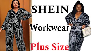 PLUS SIZE FASHION SHEIN Workwear HaulPlus size amp Curvy workwear Plus Size outfit [upl. by Vtehsta271]