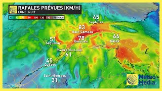 Pluie abondante et fortes rafales  c’est un gros système qui touchera tout le Québec [upl. by Haydon92]