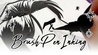 Brush Pen Inking  Relaxing comic timelapse [upl. by Adniuqal881]