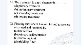 Primary Treatment of Sewage Mcq Environment Engineering [upl. by Lorn]