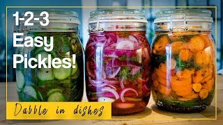 Super easy 123 pickle recipe Cucumber carrots amp onions [upl. by Laenej]