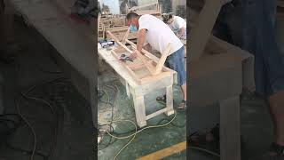 polishing wood for oak bench！ [upl. by Fesuoy]