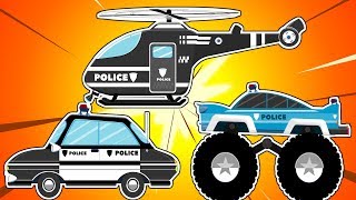 Learn Transport Vehicles  Police Cars Cartoon Songs amp Rhymes Part 3 [upl. by Forkey]