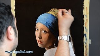 Art Reproduction Vermeer  The Girl with a Pearl Earring HandPainted Step by Step [upl. by Aciram]