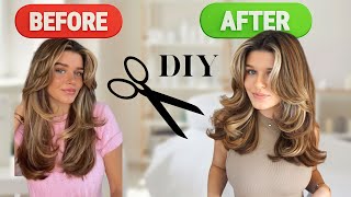 How to cut your own hair DIY Layered 90s haircut tutorial [upl. by Meagan807]