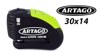 Artago 30X14 Antivol Moto Haut de Gamme BloqueDisque Homologué SRA Warning PreAlarme 120 DB [upl. by Ahsenik]