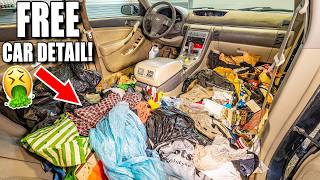 Cleaning a HOARDERS LivedIn Car For Free [upl. by Litsyrk]