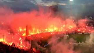 PAOK  Olympiacos 10 Greek Cup semifinal teams entrance Toumba Stadium [upl. by Alleciram403]