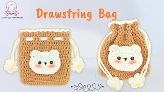 Crochet Drawstring Bag  Easy Crochet For Beginner Latest 2024 [upl. by Ardnot]