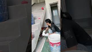 How to Prepare Tiles Wall ​ Wall paint​ Fast amp Beauty part 6067 [upl. by Mitchel]